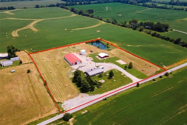 drone / aerial view with a rural view