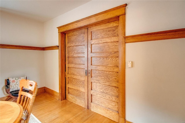 interior space with hardwood / wood-style floors