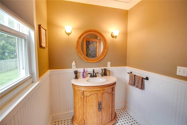 bathroom featuring vanity and tile patterned floors