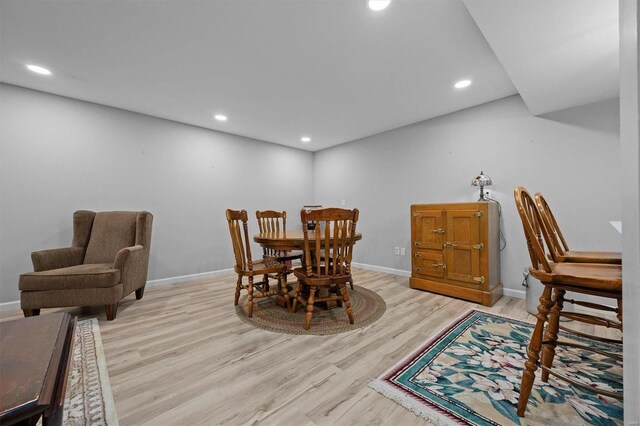 dining area with light wood-type flooring