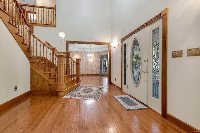 foyer entrance featuring wood-type flooring