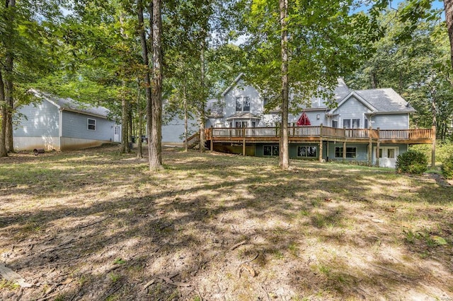 view of yard featuring a deck