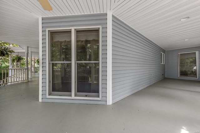 view of home's exterior with covered porch