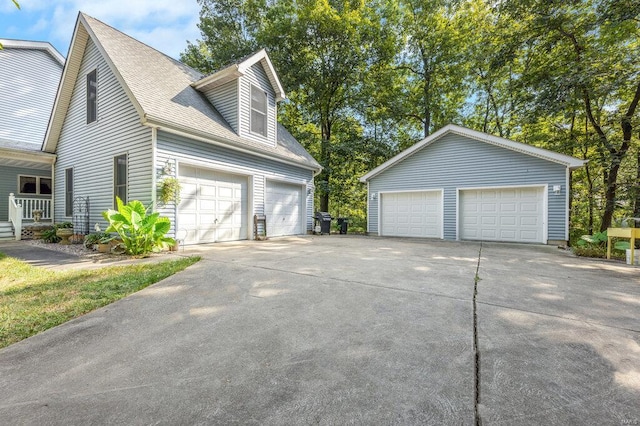 view of side of property featuring a garage