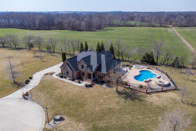 bird's eye view featuring a rural view