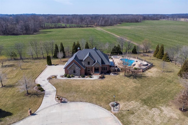 aerial view with a rural view