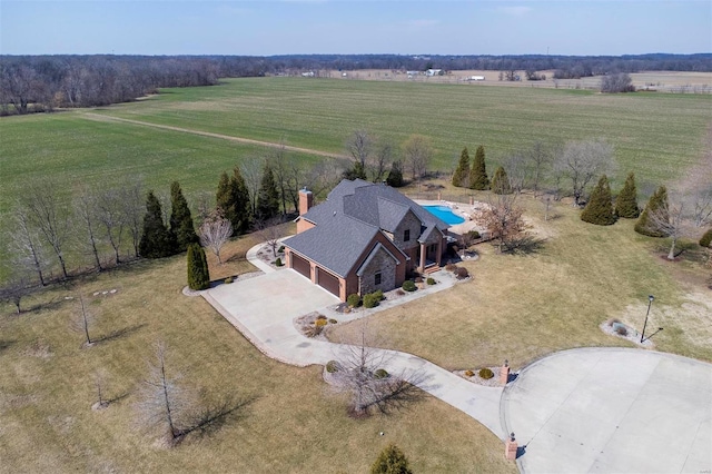 bird's eye view with a rural view