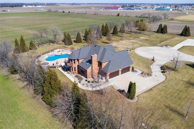 aerial view featuring a rural view