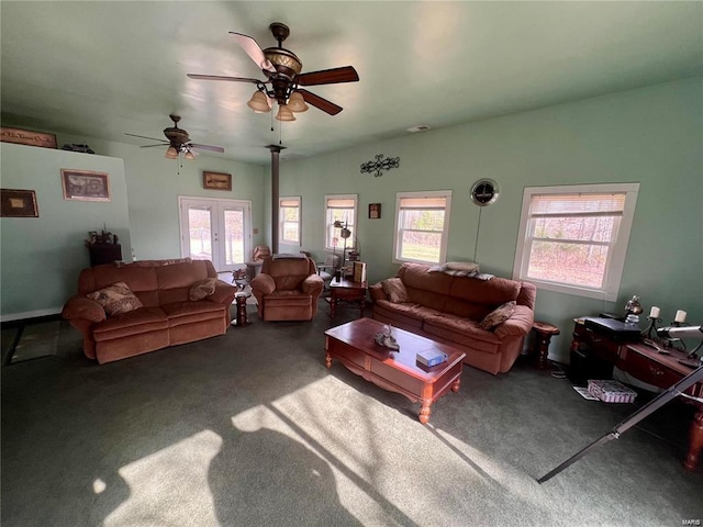 carpeted living room featuring a healthy amount of sunlight