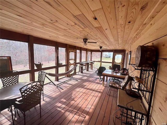 sunroom / solarium featuring wooden ceiling