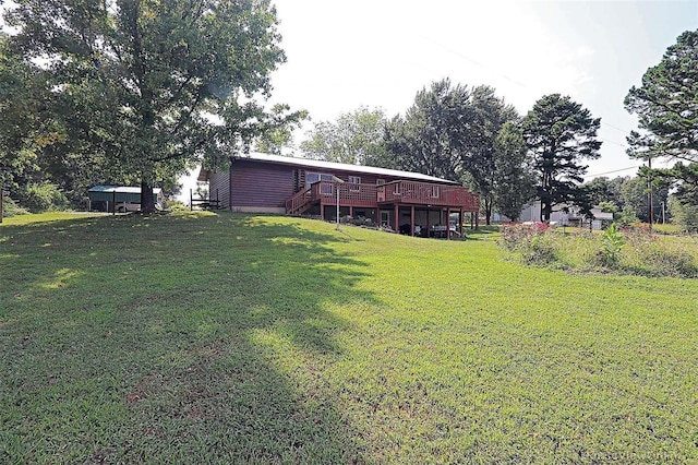 view of yard featuring a deck