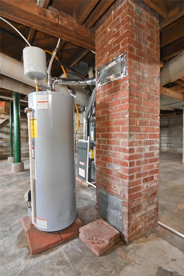 utility room with water heater