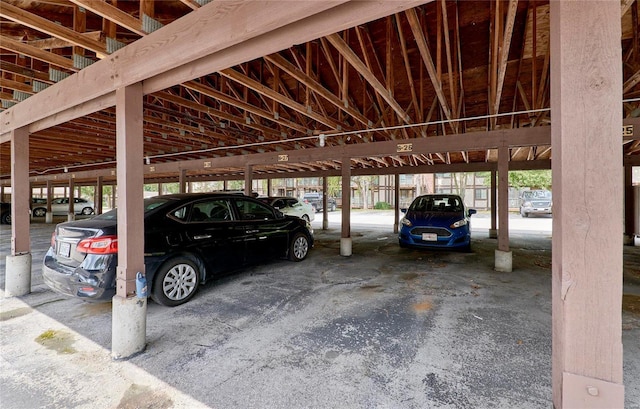 view of covered parking lot