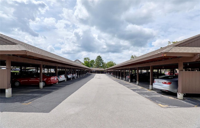 view of covered parking lot