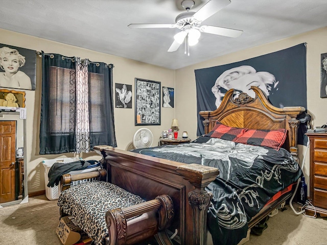 bedroom with carpet and ceiling fan