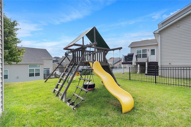 view of play area with a lawn