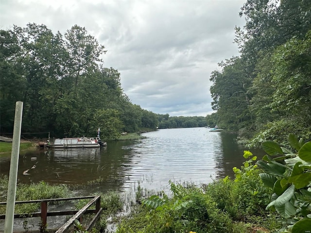 property view of water with a boat dock