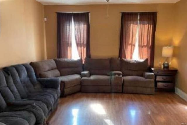 living room with hardwood / wood-style floors