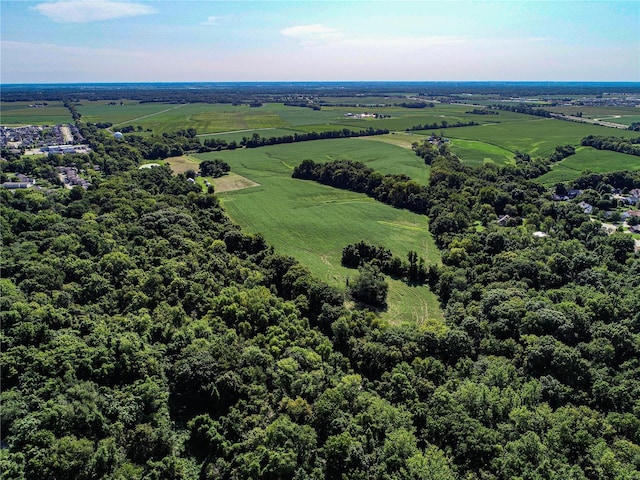 birds eye view of property featuring a rural view