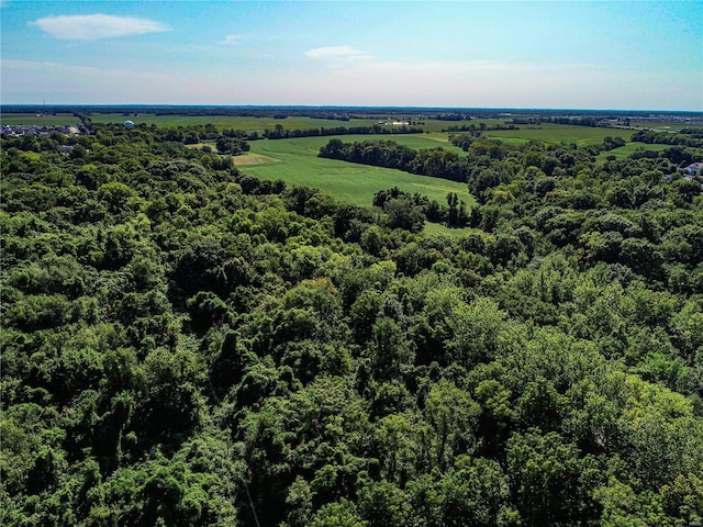 birds eye view of property with a forest view