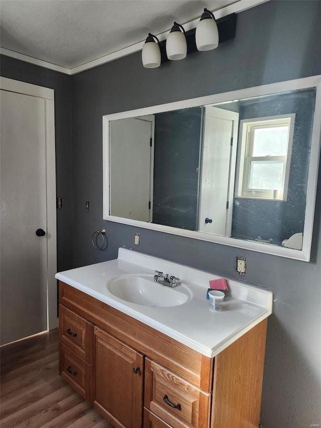 bathroom featuring wood finished floors and vanity