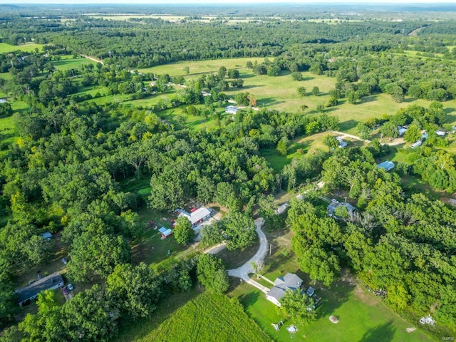 aerial view with a wooded view