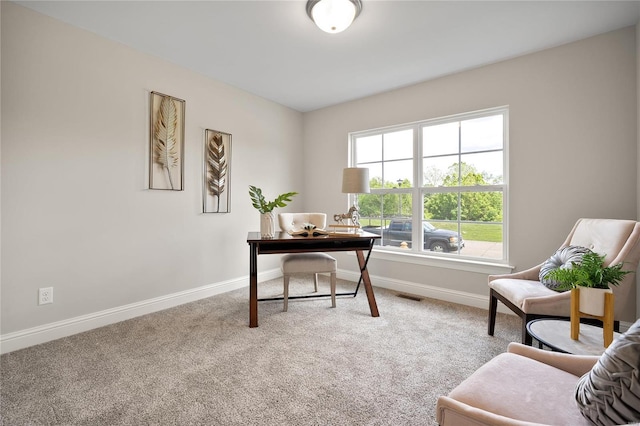 view of carpeted office space