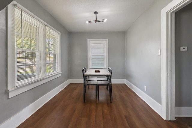 dining space featuring an inviting chandelier and hardwood / wood-style flooring