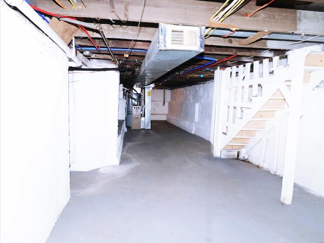 basement with heating unit