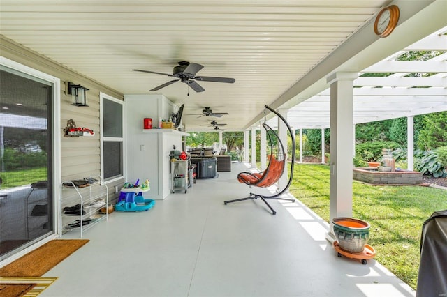 view of patio / terrace featuring a ceiling fan