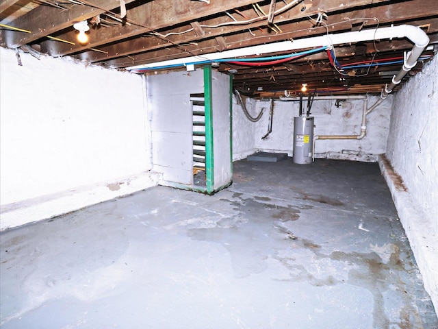 basement with electric water heater