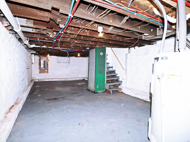 basement featuring washer / dryer and electric panel