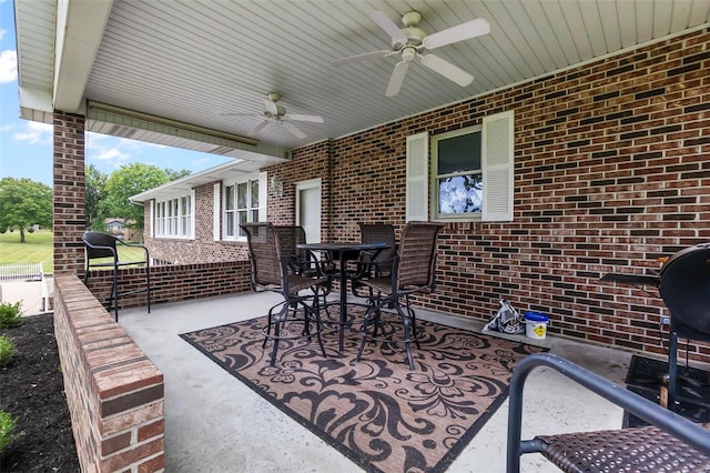 view of patio with ceiling fan