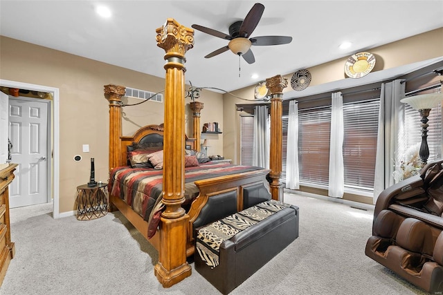 bedroom with carpet and ceiling fan