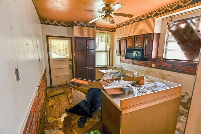 kitchen with sink and ceiling fan