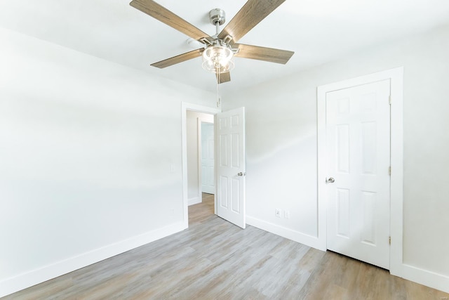 interior space featuring light wood-type flooring and ceiling fan