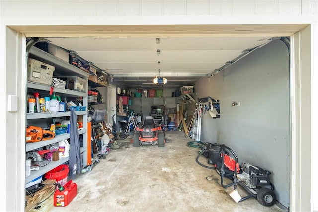 garage with a garage door opener