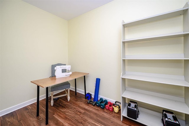 office area with dark wood-type flooring