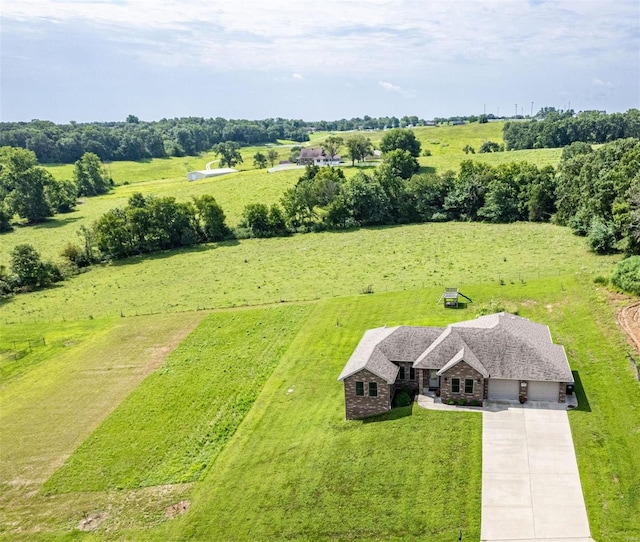 bird's eye view with a rural view