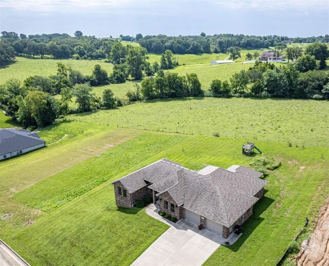 drone / aerial view featuring a rural view