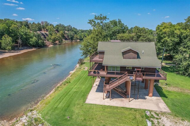 exterior space with a water view