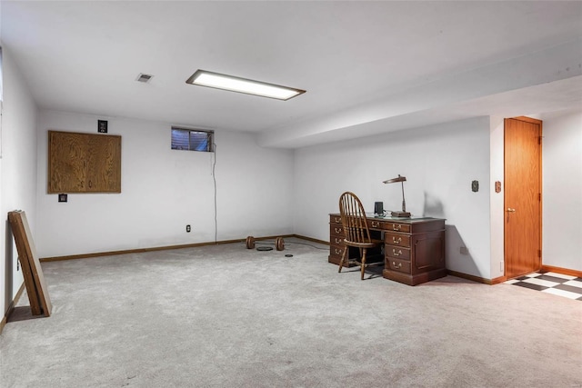 office with light colored carpet