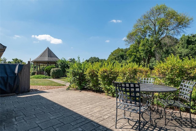 view of patio featuring a gazebo