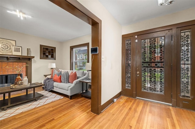 foyer entrance featuring light wood-type flooring