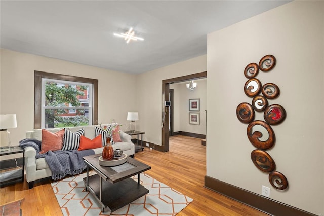 living room featuring light hardwood / wood-style floors