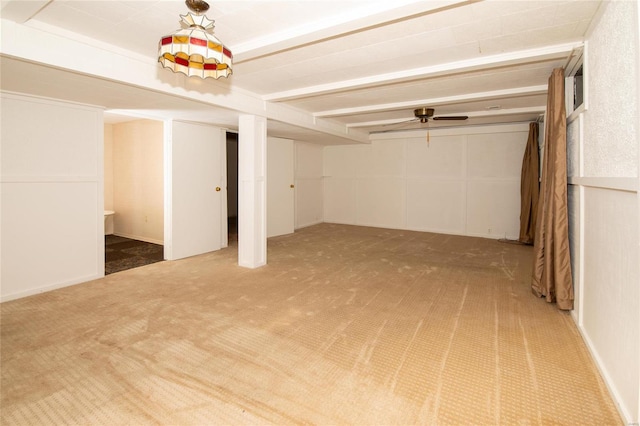 basement featuring carpet flooring