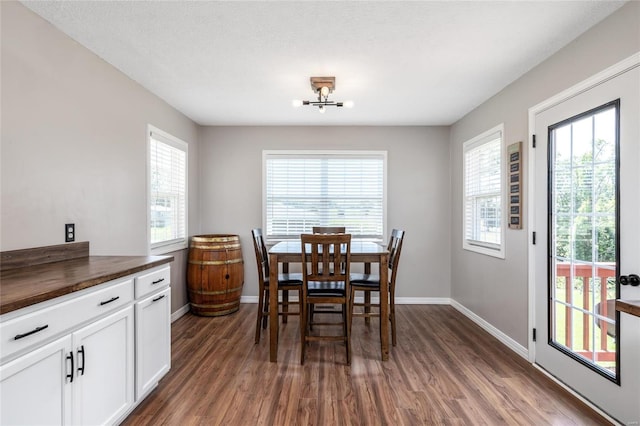 dining area featuring dark hardwood / wood-style floors