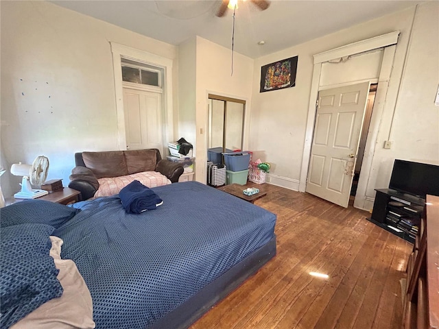 bedroom featuring dark hardwood / wood-style floors