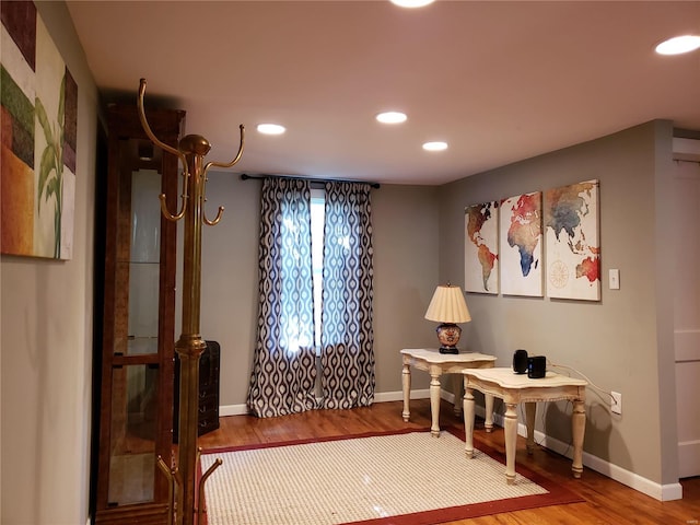 living area featuring wood-type flooring