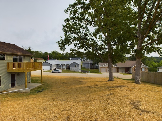 view of yard featuring a garage